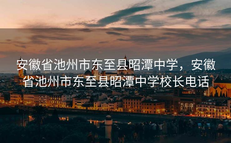 安徽省池州市东至县昭潭中学，安徽省池州市东至县昭潭中学校长电话