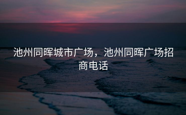 池州同晖城市广场，池州同晖广场招商电话