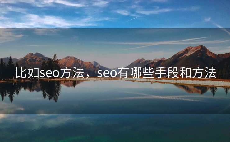 比如seo方法，seo有哪些手段和方法