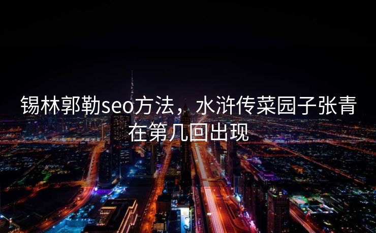 锡林郭勒seo方法，水浒传菜园子张青在第几回出现