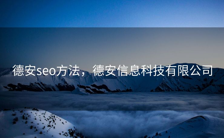德安seo方法，德安信息科技有限公司