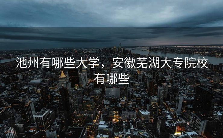 池州有哪些大学，安徽芜湖大专院校有哪些