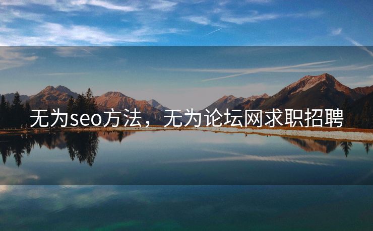无为seo方法，无为论坛网求职招聘