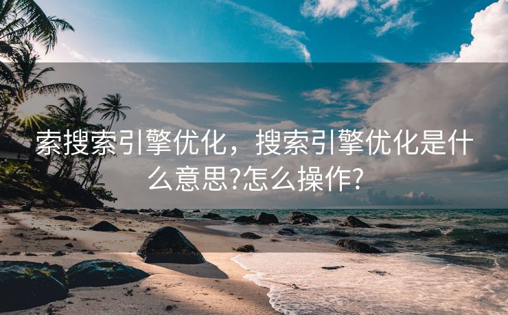 索搜索引擎优化，搜索引擎优化是什么意思?怎么操作?